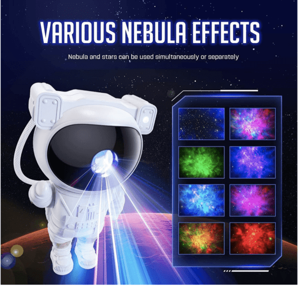 Proyector de estrellas con luz nocturna de galaxia, lámpara LED de techo de nebulosa estrellada de astronauta con temporizador y control remoto, regalo para niños y adultos para dormitorio, Navidad, cumpleaños, día de San Valentín, etc. - Imagen 7
