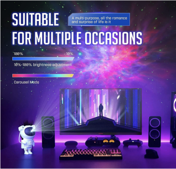 Proyector de estrellas con luz nocturna de galaxia, lámpara LED de techo de nebulosa estrellada de astronauta con temporizador y control remoto, regalo para niños y adultos para dormitorio, Navidad, cumpleaños, día de San Valentín, etc. - Imagen 5