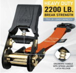 Lingas para carga-Correas de trinquete resistentes, paquete de 4, 15 pies, resistencia a la rotura de 2200 libras, correas de amarre de trinquete con ganchos en S de bloqueo de seguridad, correas de carga - Imagen 7