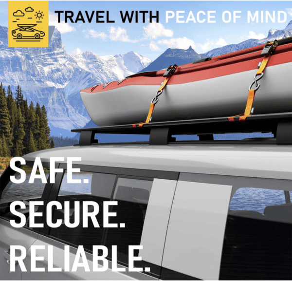 Lingas para carga-Correas de trinquete resistentes, paquete de 4, 15 pies, resistencia a la rotura de 2200 libras, correas de amarre de trinquete con ganchos en S de bloqueo de seguridad, correas de carga - Imagen 2