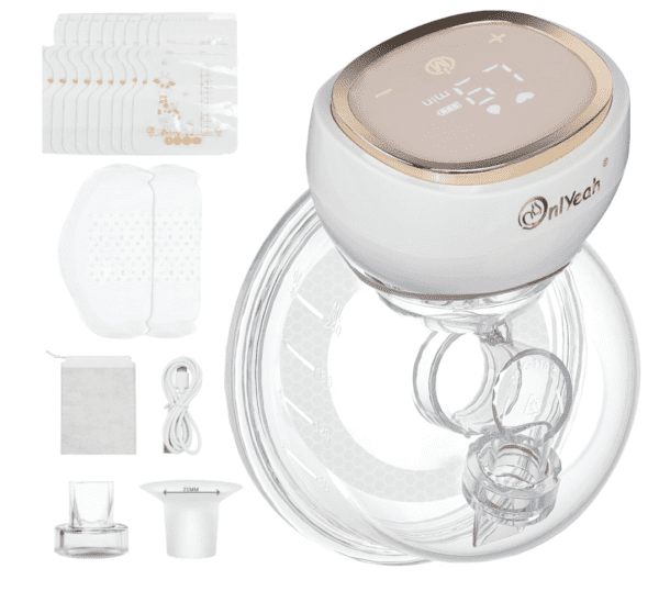 Onlyeah - Extractor de leche portátil, sacaleche eléctrico, manos libres, portátil, 3 modos, 9 niveles, sin dolor, pantalla táctil, de bajo ruido, con 1 paquete (1) - Imagen 7