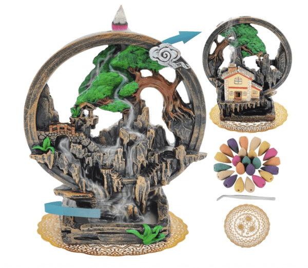 Quemador de incienso de 2 lados con 100 conos de incienso, fuente de incienso para decoración del hogar, quemador de incienso para chimenea, accesorios de aromaterapia - Imagen 7