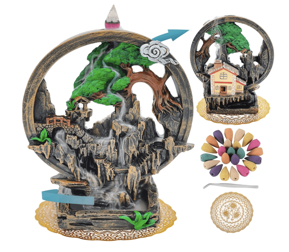 Captura de Pantalla 2024-03-27 a la(s) 12.35.59 Quemador de incienso de 2 lados con 100 conos de incienso, fuente de incienso para decoración del hogar, quemador de incienso para chimenea, accesorios de aromaterapia - Imagen 1