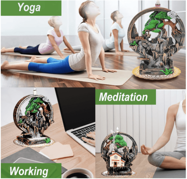 Quemador de incienso de 2 lados con 100 conos de incienso, fuente de incienso para decoración del hogar, quemador de incienso para chimenea, accesorios de aromaterapia - Imagen 3