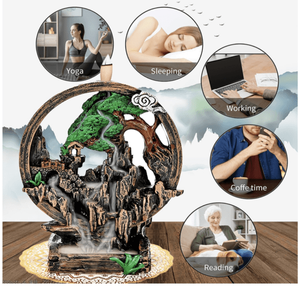 Quemador de incienso de 2 lados con 100 conos de incienso, fuente de incienso para decoración del hogar, quemador de incienso para chimenea, accesorios de aromaterapia - Imagen 2