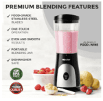 Licuadora personal para batidos - Mueller - y batidos con taza y tapa de viaje de 15 onzas, jugos, alimentos para bebés, licuadora portátil de alta resistencia y procesador de alimentos, color negro - Imagen 6