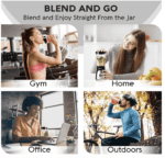 Licuadora personal para batidos - Mueller - y batidos con taza y tapa de viaje de 15 onzas, jugos, alimentos para bebés, licuadora portátil de alta resistencia y procesador de alimentos, color negro - Imagen 5