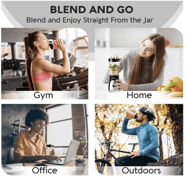 Licuadora personal para batidos - Mueller - y batidos con taza y tapa de viaje de 15 onzas, jugos, alimentos para bebés, licuadora portátil de alta resistencia y procesador de alimentos, color negro - Imagen 5