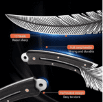 Cuchillo de pluma afilada forjado a mano, cuchillo vikingo de carnicero de acero de alto carbono, cuchillo de deshuesado para cortar carne, cuchillo de cocina japonés con funda para cocina, - Imagen 5