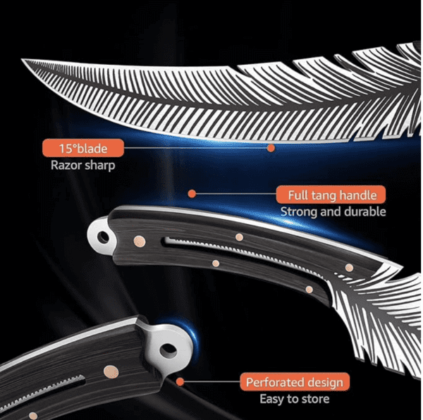 Cuchillo de pluma afilada forjado a mano, cuchillo vikingo de carnicero de acero de alto carbono, cuchillo de deshuesado para cortar carne, cuchillo de cocina japonés con funda para cocina, - Imagen 5