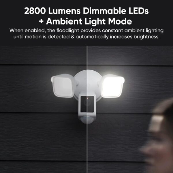 Camara WYZE Floodlight v2, LED de 2800 lúmenes, cámara de seguridad 2K HD para exteriores, visión amplia de 160°, luz activada por movimiento, sirena de 105 dB, almacenamiento en la nube y local - Imagen 5