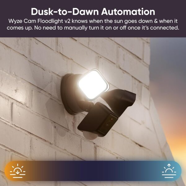 Camara WYZE Floodlight v2, LED de 2800 lúmenes, cámara de seguridad 2K HD para exteriores, visión amplia de 160°, luz activada por movimiento, sirena de 105 dB, almacenamiento en la nube y local - Imagen 9
