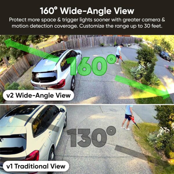 Camara WYZE Floodlight v2, LED de 2800 lúmenes, cámara de seguridad 2K HD para exteriores, visión amplia de 160°, luz activada por movimiento, sirena de 105 dB, almacenamiento en la nube y local - Imagen 4