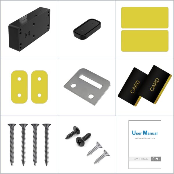 Cerradura de cajón con tarjeta RFID, cerradura de gabinete oculta NFC para muebles de despensa de cocina, cerradura de puerta de armario eLinkSmart con aplicación Bluetooth, seguridad infantil, no - Imagen 2
