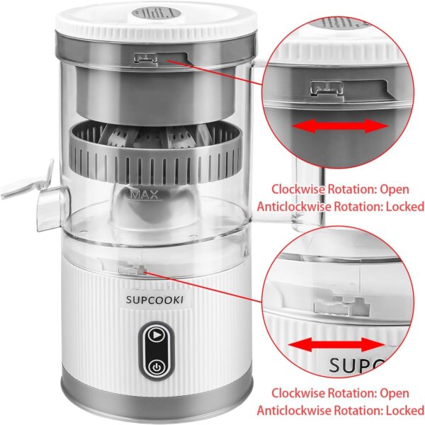 Exprimidor eléctrico de cítricos, máquina exprimidora recargable con cable USB y cepillo de limpieza, exprimidor de pomelo de limón y limón, exprimidor portátil fácil de limpiar - Imagen 4