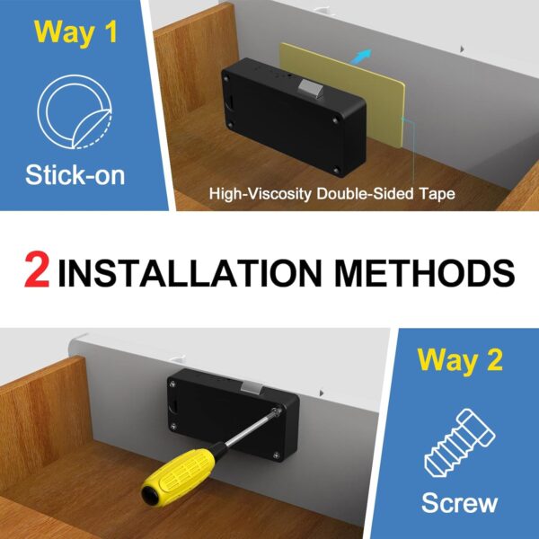 Cerradura de cajón con tarjeta RFID, cerradura de gabinete oculta NFC para muebles de despensa de cocina, cerradura de puerta de armario eLinkSmart con aplicación Bluetooth, seguridad infantil, no - Imagen 3