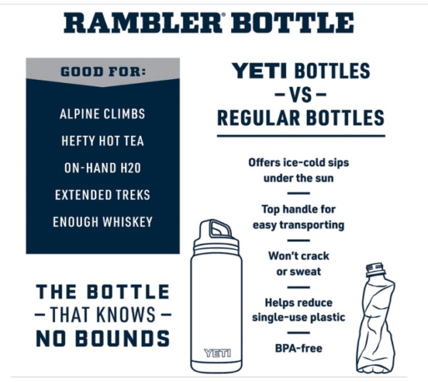 YETI Rambler - Botella de 18 onzas, con aislamiento al vacío, de acero inoxidable y con tapa Chug - Imagen 3
