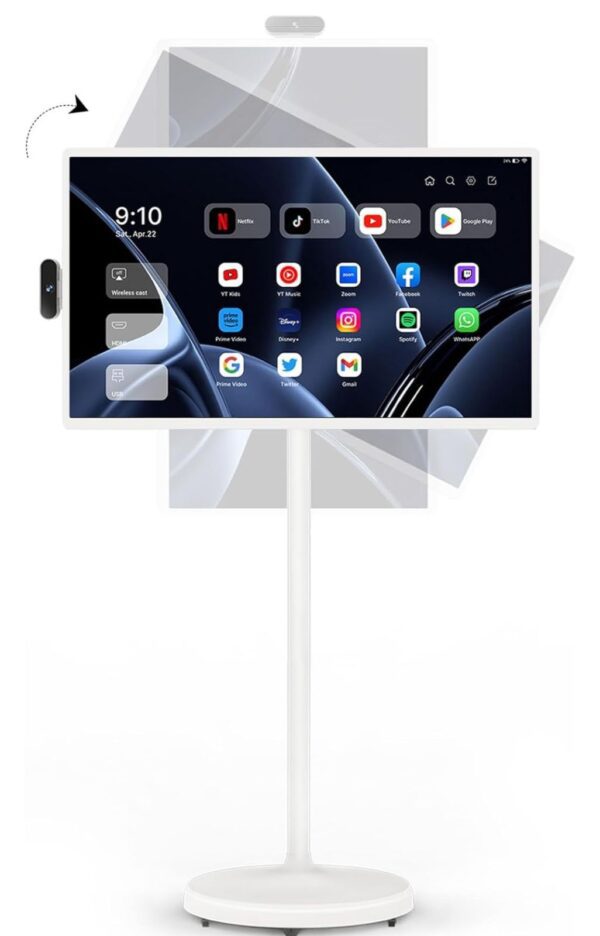 Pantalla inteligente portátil de 32 pulgadas, monitor giratorio de 1080p con pantalla táctil Incell, sistema operativo Android (compatible con Google Store), batería incorporada (4-6H), - Imagen 1