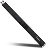 SUPRUS Encendedor eléctrico de arco resistente al viento sin llama USB encendedor recargable con bloqueo de seguridad para velas, barbacoa, camping, negro