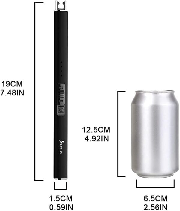 SUPRUS Encendedor eléctrico de arco resistente al viento sin llama USB encendedor recargable con bloqueo de seguridad para velas, barbacoa, camping, negro - Imagen 3