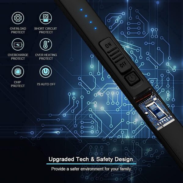 SUPRUS Encendedor eléctrico de arco resistente al viento sin llama USB encendedor recargable con bloqueo de seguridad para velas, barbacoa, camping, negro - Imagen 4