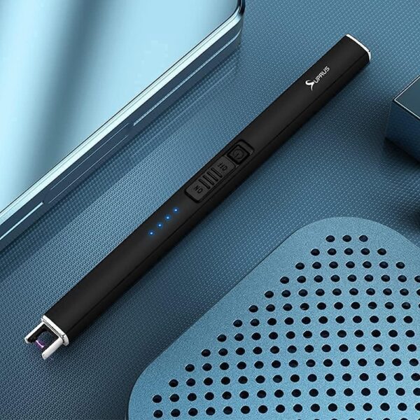 SUPRUS Encendedor eléctrico de arco resistente al viento sin llama USB encendedor recargable con bloqueo de seguridad para velas, barbacoa, camping, negro - Imagen 6