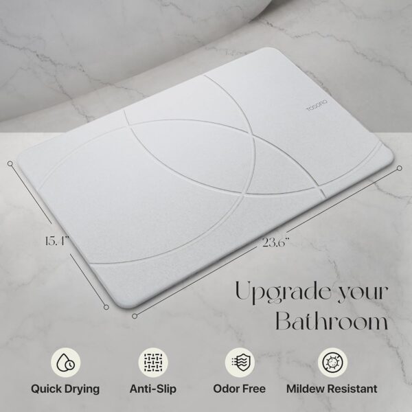 Tapete de baño de piedra, tapete de ducha antideslizante de tierra de diatomeas - Tapete de baño absorbente de secado rápido - Diseño elegante y moderno, fácil de limpiar (23.5 x 15 pulgadas) - Imagen 4