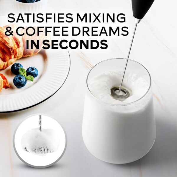 Zulay Kitchen Potente varita espumadora de leche, batidora de mano ultrarrápida para bebidas, batidor eléctrico para café, lattes, capuchino, frappé, matcha, chocolate caliente y crema de café, color - Imagen 7