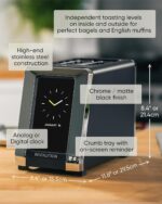 Tostadora de pantalla táctil Revolution InstaGLO R180B - negro mate/cromo para 2 rebanadas, ajustes inteligentes de alta velocidad para un tostado perfecto, compatible con accesorio Panini Press - Imagen 4