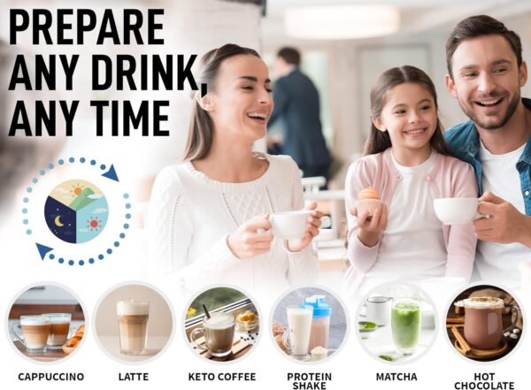 Zulay Kitchen Potente varita espumadora de leche, batidora de mano ultrarrápida para bebidas, batidor eléctrico para café, lattes, capuchino, frappé, matcha, chocolate caliente y crema de café, color - Imagen 3