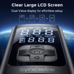 Syncwire Compresor de aire portátil para inflado de neumáticos, inflado 2 veces más rápido, bomba de aire inteligente para neumáticos de automóvil [LCD extragrande] con medidor de presión digital - Imagen 5