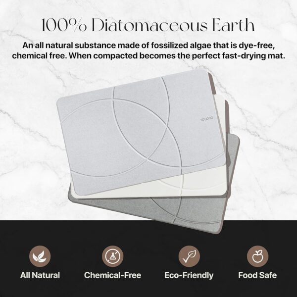 Tapete de baño de piedra, tapete de ducha antideslizante de tierra de diatomeas - Tapete de baño absorbente de secado rápido - Diseño elegante y moderno, fácil de limpiar (23.5 x 15 pulgadas) - Imagen 5