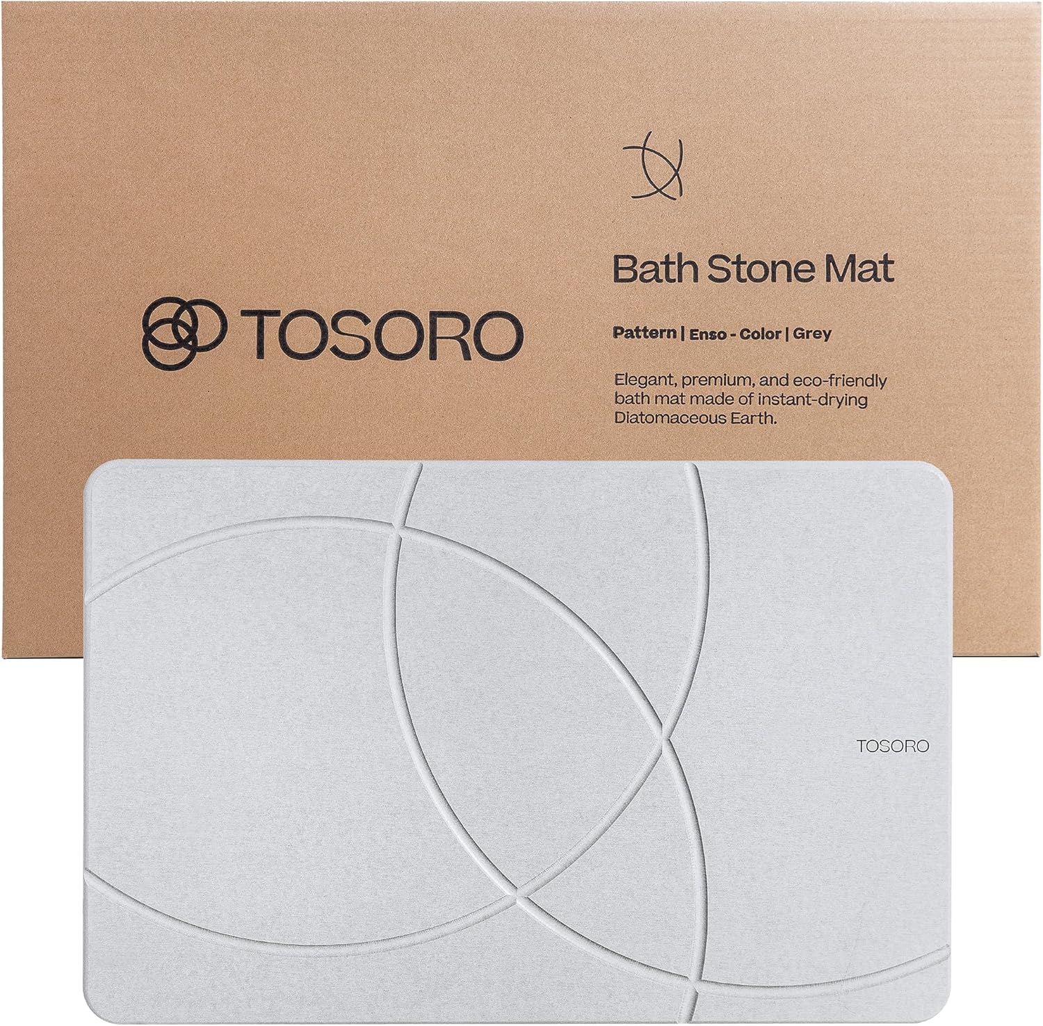 916kfE1QVtL._AC_SL1500_ Tapete de baño de piedra, tapete de ducha antideslizante de tierra de diatomeas - Tapete de baño absorbente de secado rápido - Diseño elegante y moderno, fácil de limpiar (23.5 x 15 pulgadas) - Imagen 1