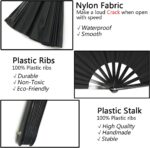 TIHOOD 2 ventiladores plegables grandes de seda de mano, abanicos plegables de mano de Tai Chi chino para hombres y mujeres, actuaciones, bailes, decoraciones, festivales, regalo (negro x2) - Imagen 3