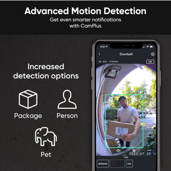 Wyze Timbre inalámbrico de video Pro (timbre incluido), video HD 1440, relación de aspecto 1:1: vista de cabeza a dedo del pie, audio de 2 vías, visión nocturna - Imagen 4