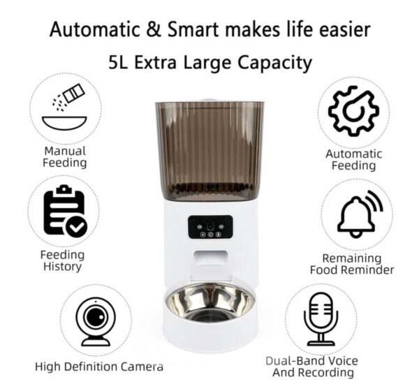 Dispensador Automatico de Alimentos Smart con Camara con sonido y microfono  capacidad  5Litros - Imagen 12