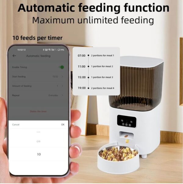 Dispensador Automatico de Alimentos Smart con Camara con sonido y microfono  capacidad  5Litros - Imagen 10