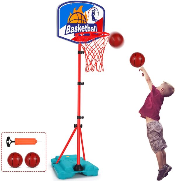 Aro de baloncesto para niños pequeños juguetes portátiles de altura ajustable de 2.9 pies con 2 bolas mini aros de baloncesto interior porteros juveniles regalos al aire libre niño niña edad 1 2 3 4 5 6 7 8 años juego de patio trasero - Imagen 1