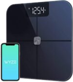 Báscula Wyze, báscula de grasa corporal Bluetooth y composición del peso corporal BMI Smart Scale, pantalla digital, monitor de ritmo cardíaco, rastreador de porcentaje de grasa corporal inalámbrico, analizar con aplicación para smartphone, negro