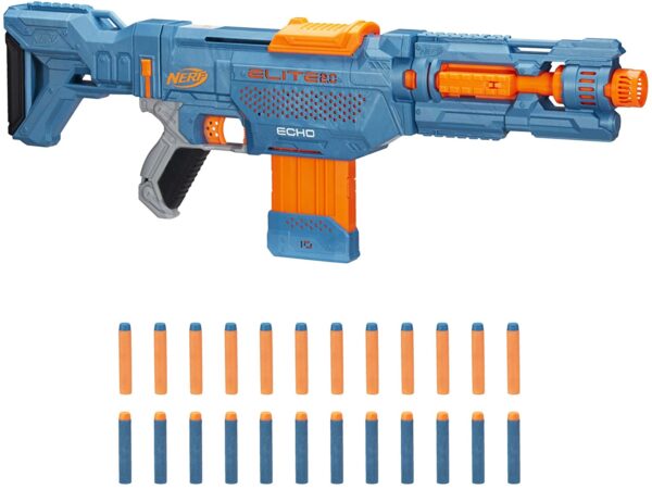 NERF Elite 2.0 Echo CS-10 Blaster - 24 dardos oficiales, clip de 10 dardos, culata removible y extensión de cañón, 5 rieles tácticos - Imagen 4