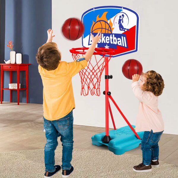 Aro de baloncesto para niños pequeños juguetes portátiles de altura ajustable de 2.9 pies con 2 bolas mini aros de baloncesto interior porteros juveniles regalos al aire libre niño niña edad 1 2 3 4 5 6 7 8 años juego de patio trasero - Imagen 8