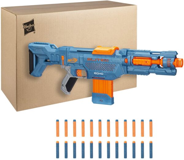 NERF Elite 2.0 Echo CS-10 Blaster - 24 dardos oficiales, clip de 10 dardos, culata removible y extensión de cañón, 5 rieles tácticos - Imagen 10