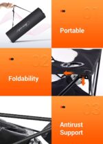 Mesa de camping plegable, mesa de camping portátil de doble cubierta con 4 soportes para tazas y bolsa de transporte, ligera para picnic en interiores y exteriores, playa, senderismo, viajes, pesca, barbacoa. (negro) - Imagen 3