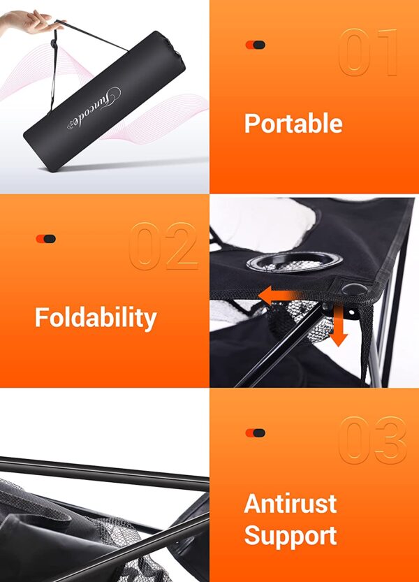 Mesa de camping plegable, mesa de camping portátil de doble cubierta con 4 soportes para tazas y bolsa de transporte, ligera para picnic en interiores y exteriores, playa, senderismo, viajes, pesca, barbacoa. (negro) - Imagen 3