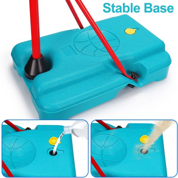 Aro de baloncesto para niños pequeños juguetes portátiles de altura ajustable de 2.9 pies con 2 bolas mini aros de baloncesto interior porteros juveniles regalos al aire libre niño niña edad 1 2 3 4 5 6 7 8 años juego de patio trasero - Imagen 3