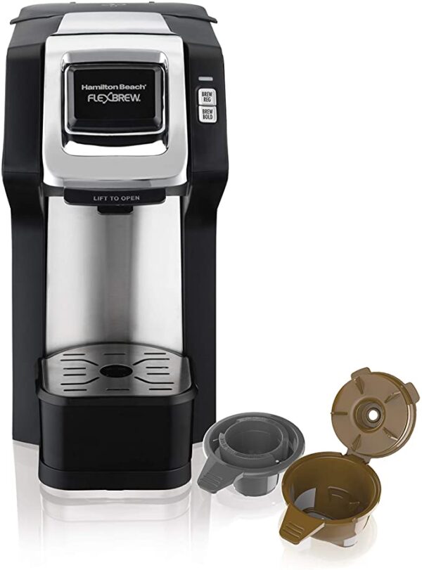 Cafetera Hamilton Beach FlexBrew de una taza para cápsulas K-Cups y café molido con intensidad de preparación ajustable (49979), Negro - Imagen 1