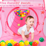 Tienda de campaña para niña con diseño de cuento de hadas, tiene túnel de rastreo y piscina de pelotas con aro de baloncesto para niñas pequeñas - Imagen 6