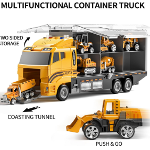 TEMI - Juego de vehículos de construcción fundidos a presión de juguete para niños de 3, 4, 5 y 6 años de edad, incluye alfombra de juego, vehículos de juguete de aleación de metal para niños y niñas de 3 a 9 años - Imagen 4