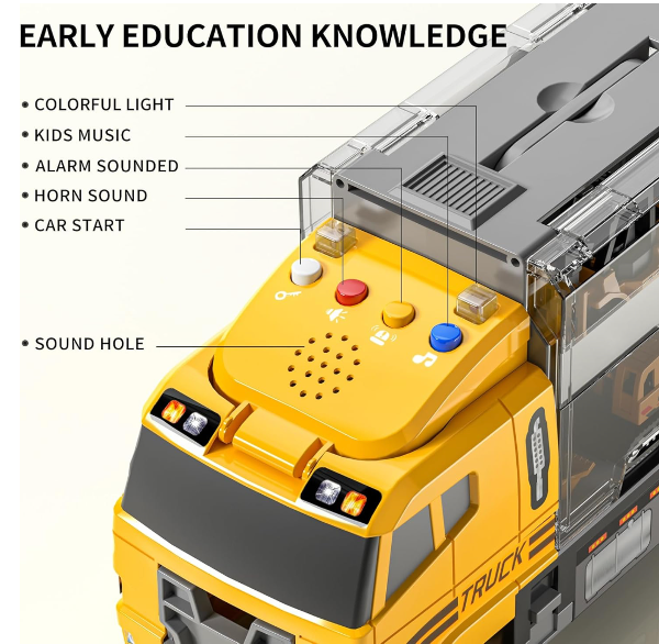 TEMI - Juego de vehículos de construcción fundidos a presión de juguete para niños de 3, 4, 5 y 6 años de edad, incluye alfombra de juego, vehículos de juguete de aleación de metal para niños y niñas de 3 a 9 años - Imagen 3