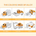TEMI - Juego de vehículos de construcción fundidos a presión de juguete para niños de 3, 4, 5 y 6 años de edad, incluye alfombra de juego, vehículos de juguete de aleación de metal para niños y niñas de 3 a 9 años - Imagen 2